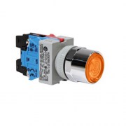 Idec ALFW29911D-A:  Nút nhấn có đèn, loại phẳng Idec (made in Japan) màu hổ phách, Dòng TW Φ22